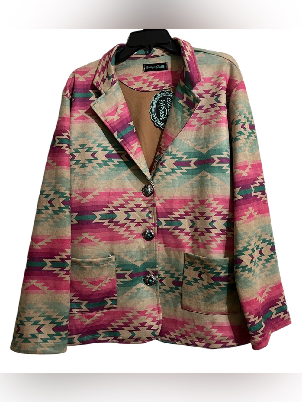 NWT Sterling Kreek Blazer Jacket Western Turquoise Silver Conch Buttons 2X